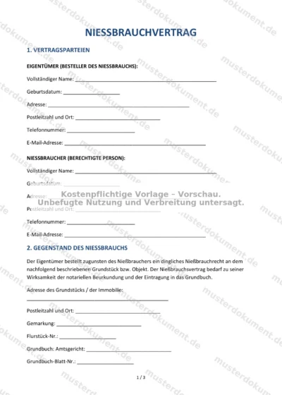 Nießbrauchvertrag — Vorlage Word & PDF — Vertragsvorlage im DOCX-Format