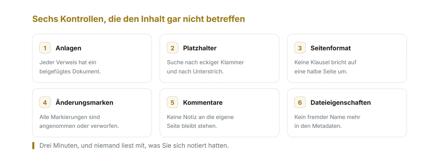 Sechs Kontrollen am Dokument selbst
